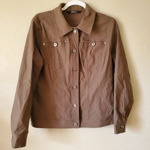 UrRebel Brown Lightweight Button Down Collar Neck Long Sleeve Jacket Siz…